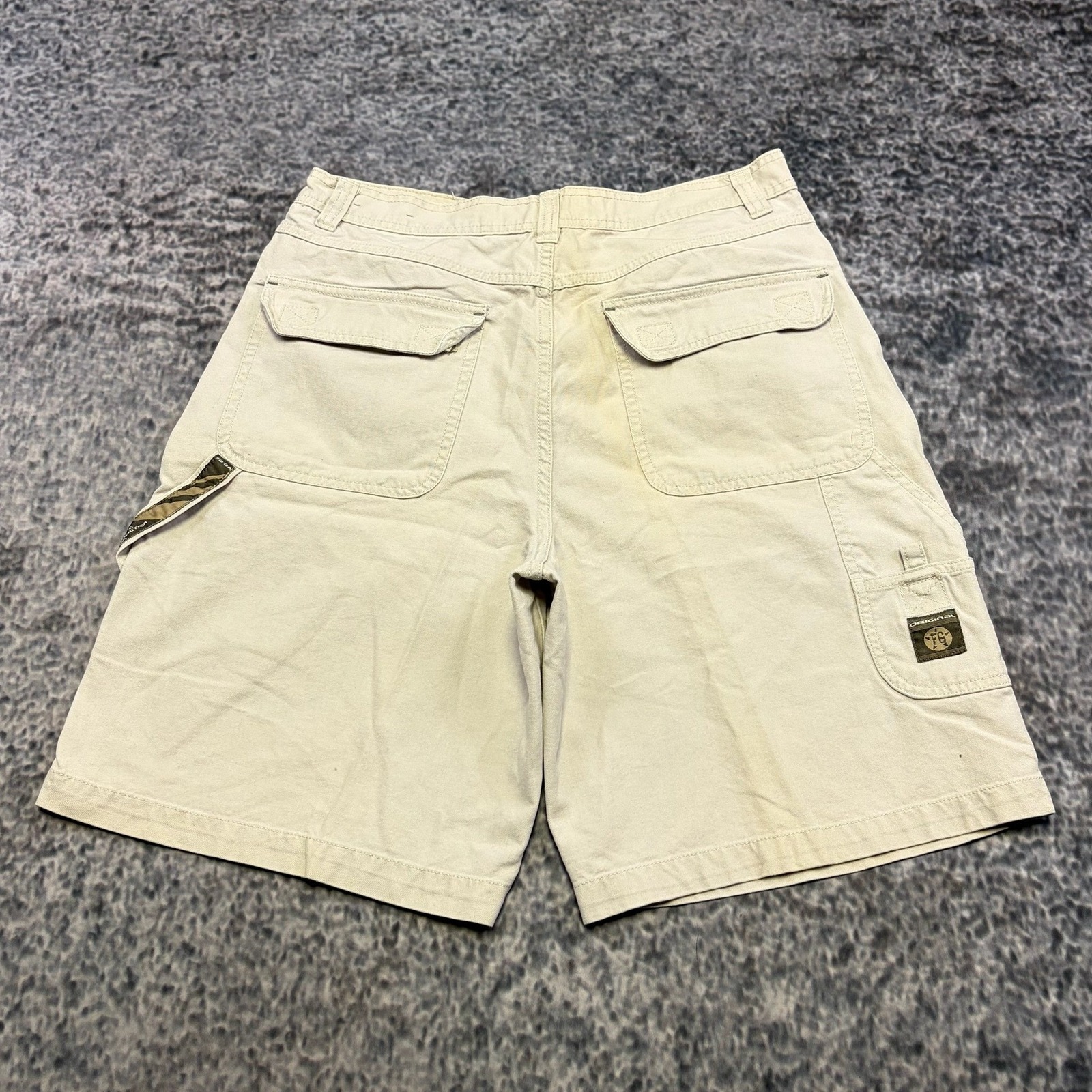 Faded Glory Carpenter Shorts Mens 30 Beige Baggy Utility Skater Vtg Y2k